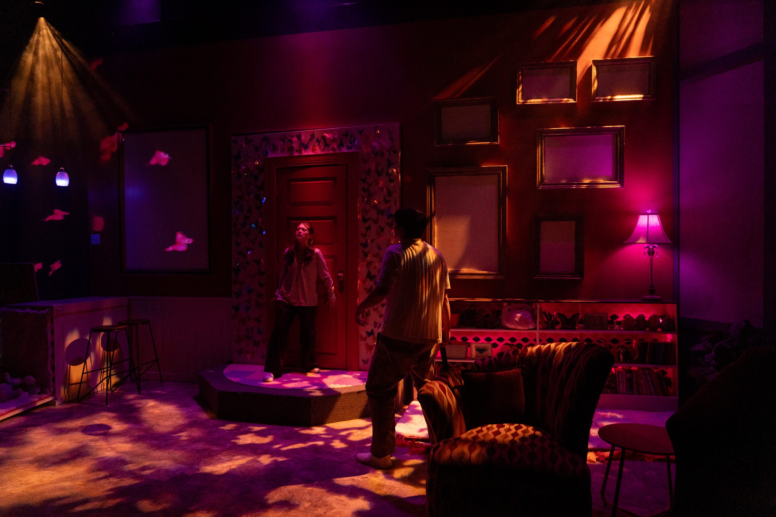 Production Photo of Faye's Room - Sensory room in moody lighting