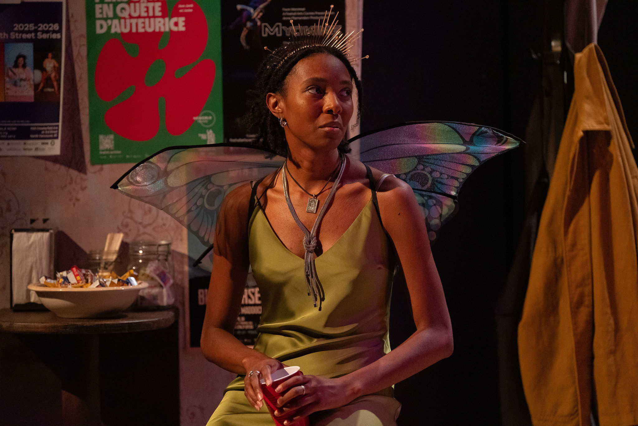 Production Photo of Faye's Room - An actor in a fairy costume at a party