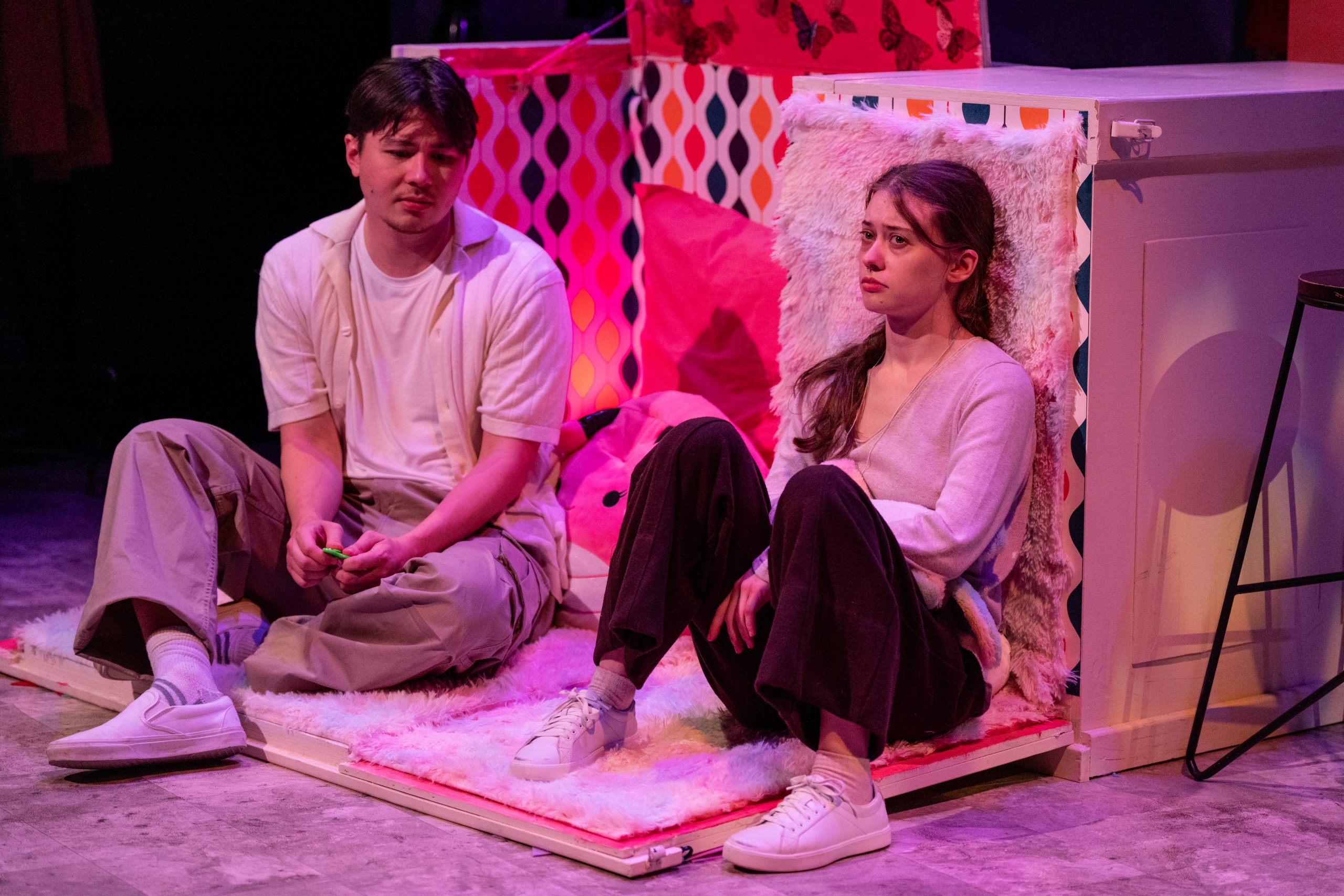 Production Photo of Faye's Room - Two actors in a sensory room