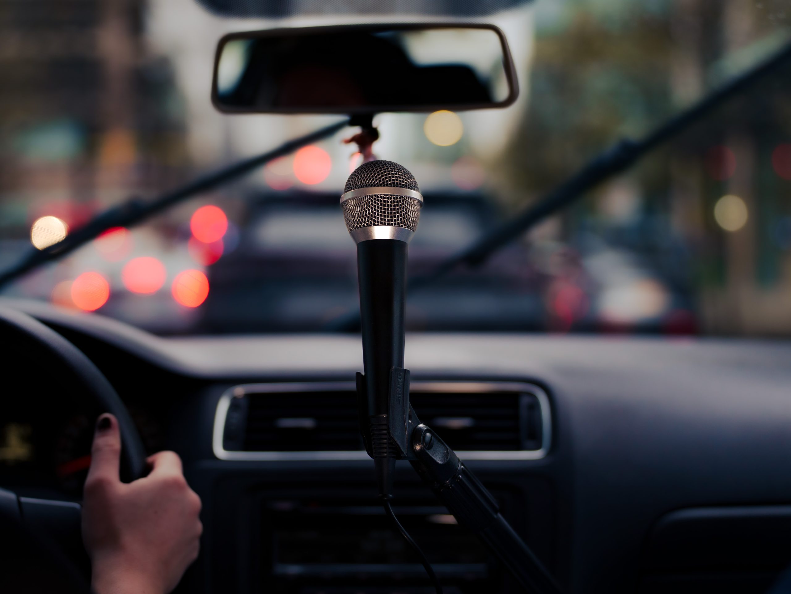 Promotional Photo for Arc One - A microphone inside a car. Photo by Nico Dicecco.