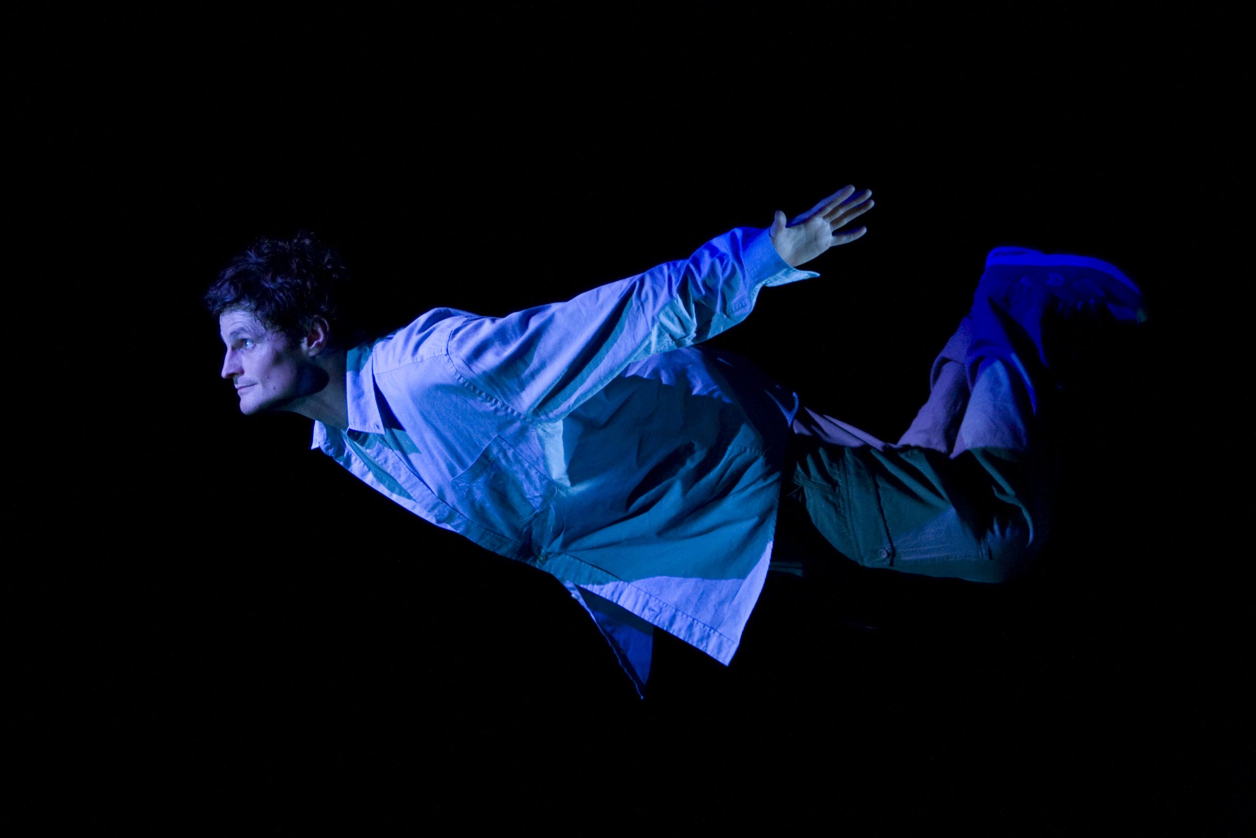 Production Photo from Skydive - An actor "falling" from the sky.