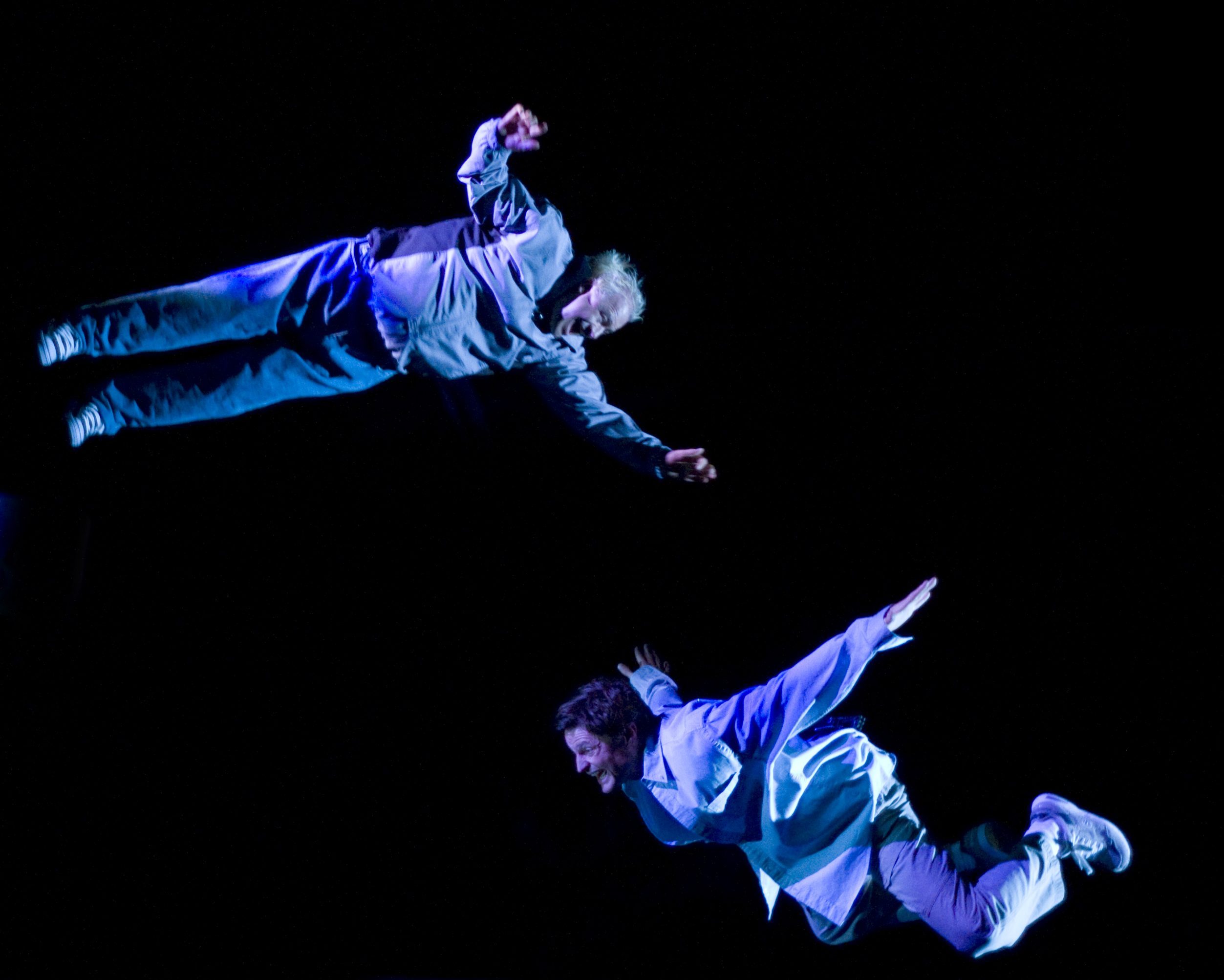 Production Photo from Skydive - Two actors "falling" from the sky.